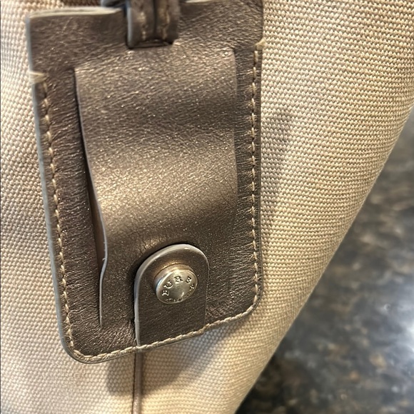 Vintage Burberry Nova Beige Canvas Taupe Metallic Leather Shoulder Purse Bag - Picture 14 of 16